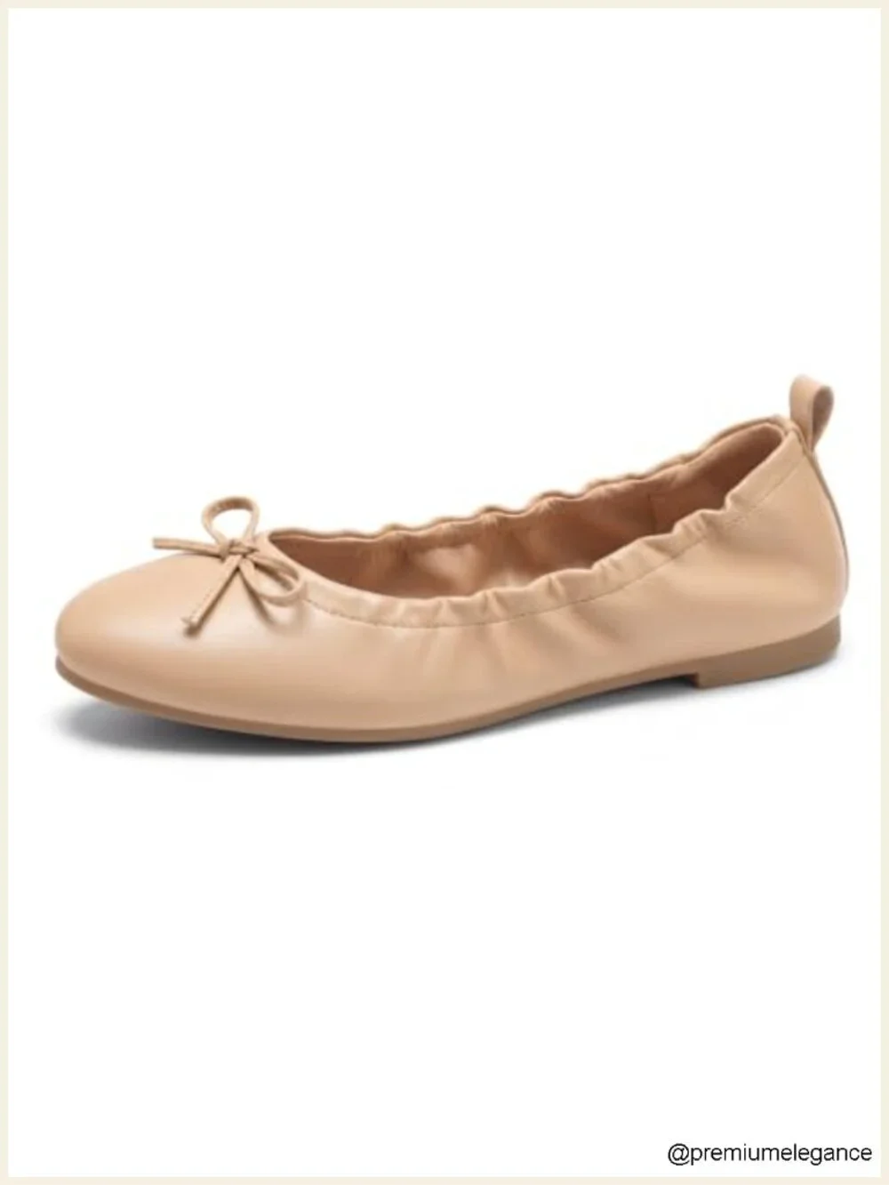 Faux Leather Bow Ballet Flats, Cushioned Arch Support Work Shoe